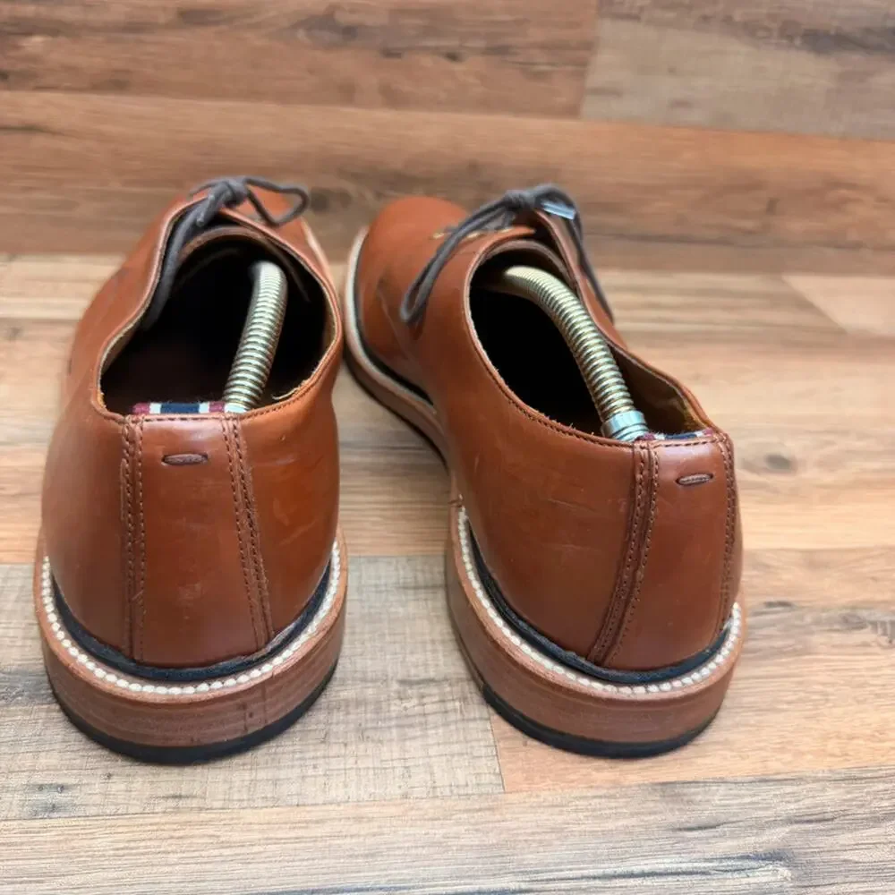 J Crew Oar Stripe Men's Size 13 Brown Leather Derbys Dress Shoes